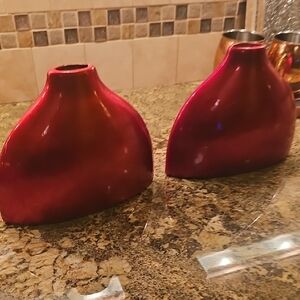 Elegant Red Ceramic Vases 6.5"HX9"W